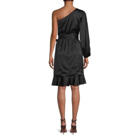 Area Stars Black Satin Off Shoulder Dress Size Small - Picture 5 of 7